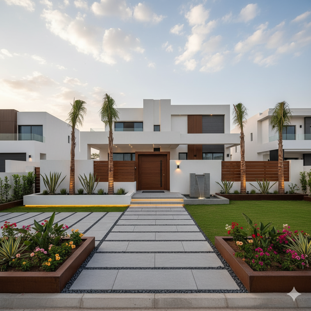 Modern Front Yard Design in Mabella