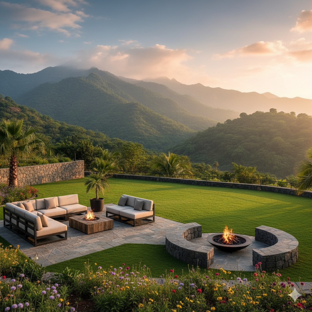 Backyard Seating & Lawn in Salalah Mountains Area